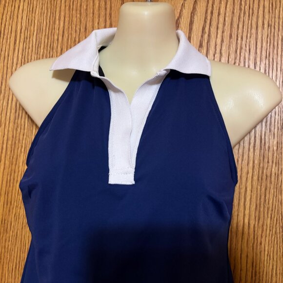 VTG Lands' End Beach Living Separates Sz. 6 NWT Collared Blue Swim Top - Picture 2 of 4